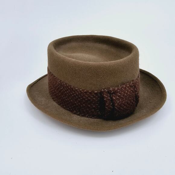 Vintage 1940s-50s Manstyle Brown Wool Felt Wide Band Hat Repell-X All Weather - Picture 4 of 13